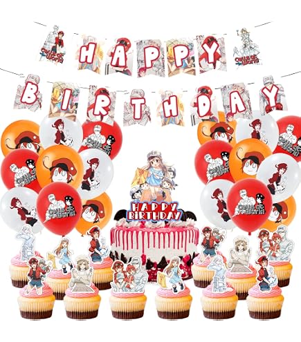 はたらく細胞　誕生日　バースデー　飾り一式 Amazon.co.jp: はたらく細胞 誕生日 飾り付け パーティー セット 漫画